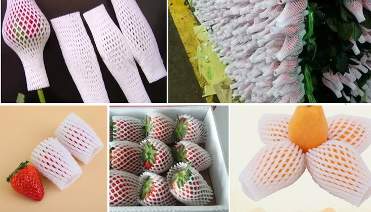 For small foam nets which are used to pack rose buds, strawberries, plums etc